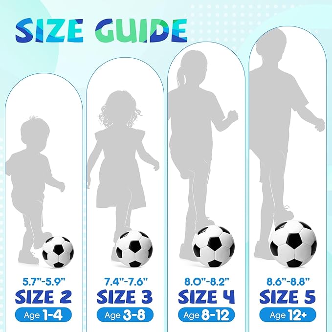Soccer Ball Size 5 Size 4 Size 3 Size 2 with Pump Deflated - Single, 2 or 3 Pack Official Size Indoor Outdoor Training - Gift for Toddler Kids Youth Teens Adult 1-3 5-8 8-12 12+ Years Old Boys Girls