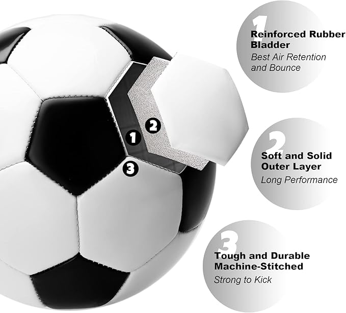Soccer Ball Size 5 Size 4 Size 3 Size 2 with Pump Deflated - Single, 2 or 3 Pack Official Size Indoor Outdoor Training - Gift for Toddler Kids Youth Teens Adult 1-3 5-8 8-12 12+ Years Old Boys Girls